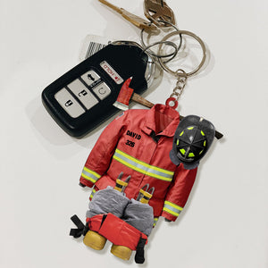 Personalized Firefighter Uniform Keychain-Once A Firefighter/Always A Firefighter