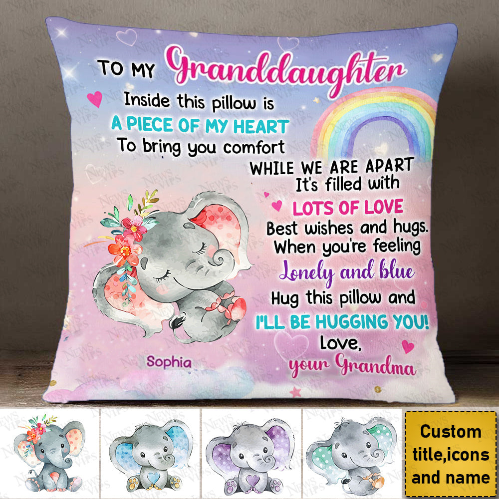 Personalized Granddaughter Grandson Elephant Inside This Pillow