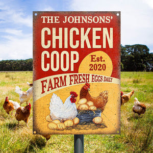 Personalized Chicken Coop Fresh Eggs Customized Classic Metal Signs