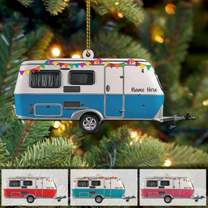 Personalized Camping Ornament Caravan Camper Shaped Acrylic Ornament