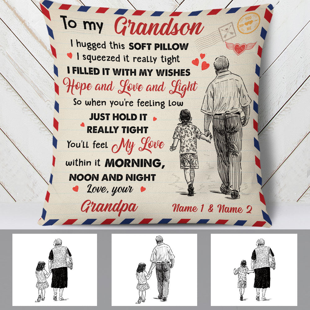 Personalized Grandpa Grandma Mom Granddaughter Daughter Grandson Pillow