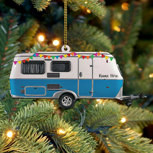 Personalized Camping Ornament Caravan Camper Shaped Acrylic Ornament