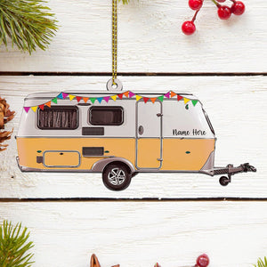 Personalized Camping Ornament Caravan Camper Shaped Acrylic Ornament