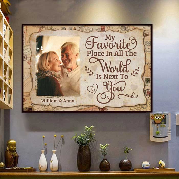 My All-time Favorite Place Is Next To You - Upload Image, Gift For Couples - Personalized Horizontal Poster