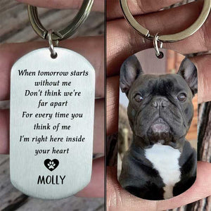 For Every Time You Think Of Me I'm Right Here Inside Your Heart - Upload Image Personalized Keychain