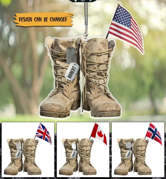 Military Boots - Personalized Flat Car Ornament 10