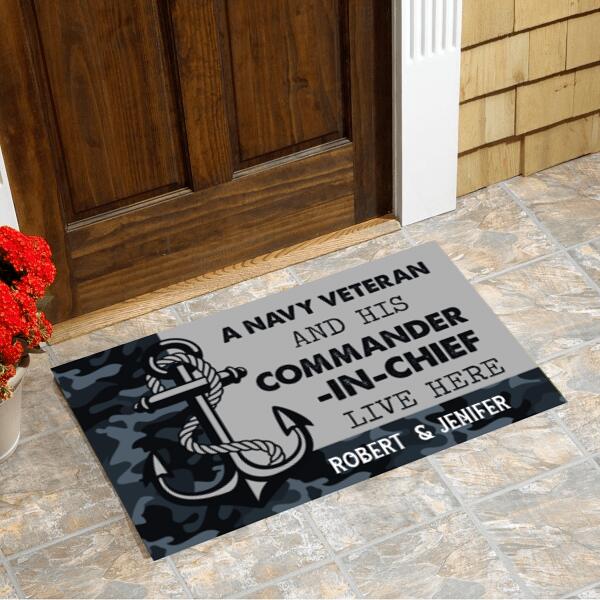 Navy Veteran Doormat - Personalized Names