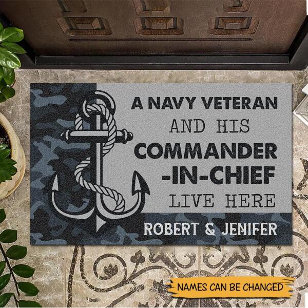 Navy Veteran Doormat - Personalized Names