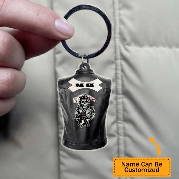 Personalized Biker Vr1 Skull Acrylic Keychain