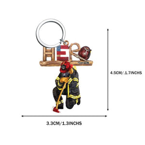 Personalized Kneeling Firefighter Custom Shaped Acrylic Keychain