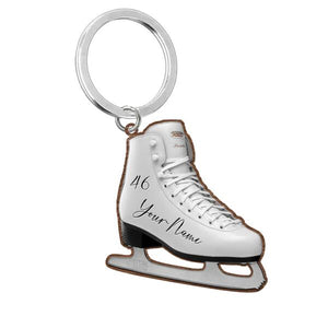 Personalized Ice Skates Shoes Custom Name&Number Wooden Keychain