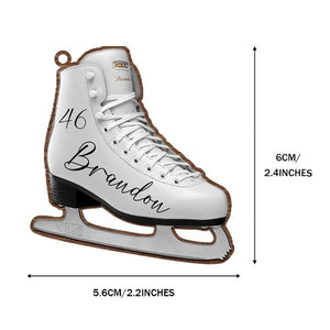 Personalized Ice Skates Shoes Custom Name&Number Wooden Keychain