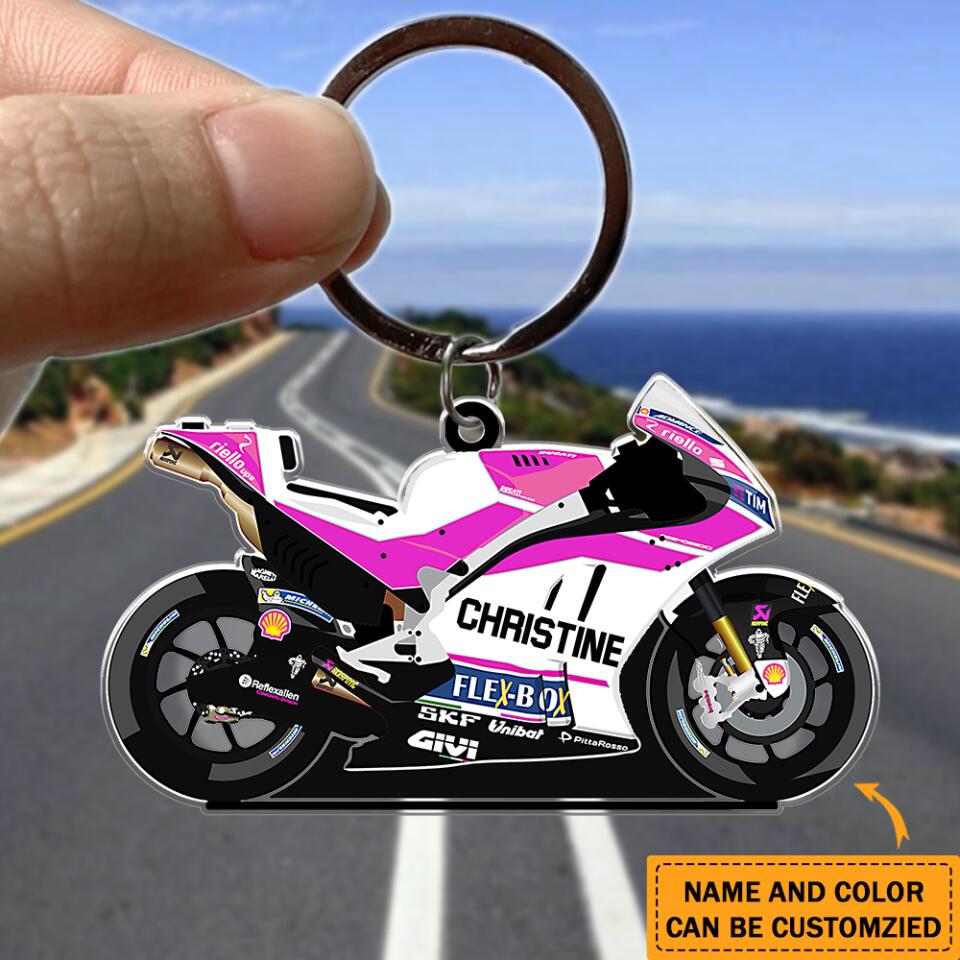 Personalized Motorcycle Custom Name&Color Acrylic Keychain