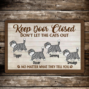 Keep Door Closed Don't Let The Cats Out - Custom Doormat Cat Lovers
