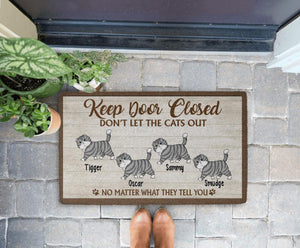 Keep Door Closed Don't Let The Cats Out - Custom Doormat Cat Lovers