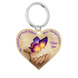 Personalized In Memory Of Gift Custom Name Wooden Keychain