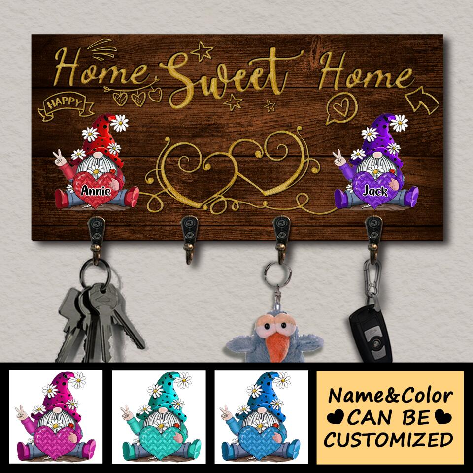 Home Sweet Home - 2-5 Names Personalized dolls Gift for Family Wooden Key Hanger