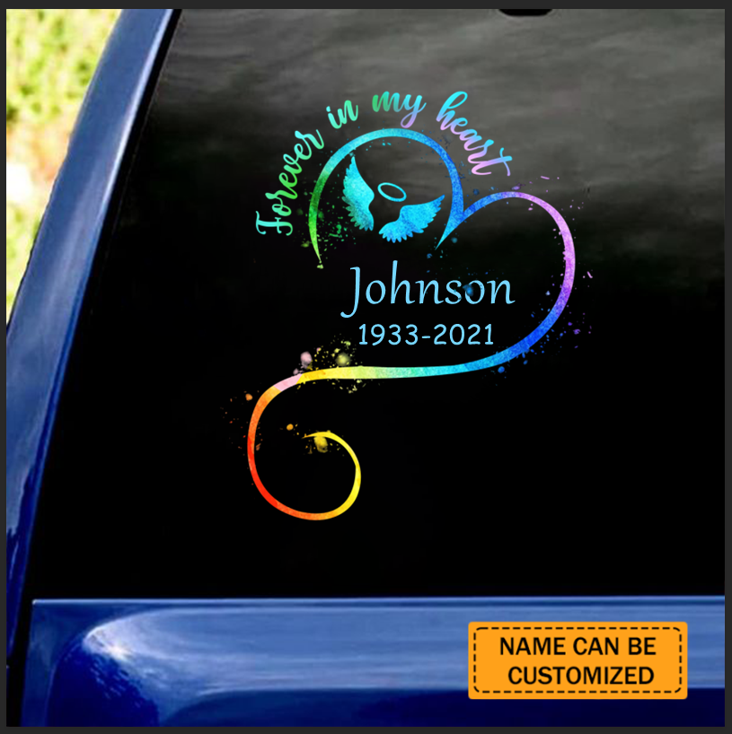 Forever In My Heart Personalized Car Sticker