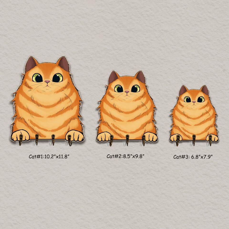 Personalized Cat Shaped Custom Name Pet Wooden Key Hanger