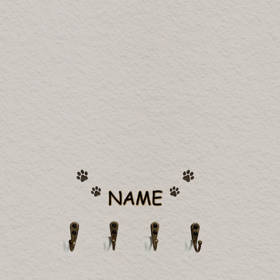 Personalized Cat Shaped Custom Name Pet Wooden Key Hanger