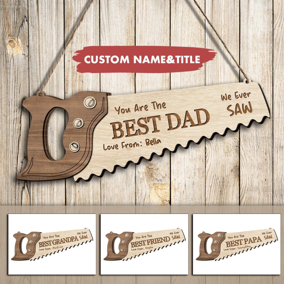 Personalized Father's Day Gift Saw-Shape Custom Name Wooden Wall Sign