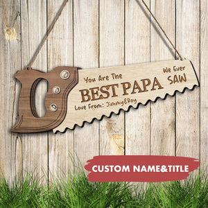 Personalized Father's Day Gift Saw-Shape Custom Name Wooden Wall Sign