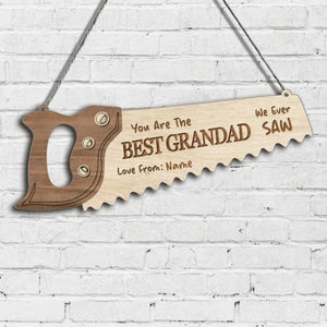 Personalized Father's Day Gift Saw-Shape Custom Name Wooden Wall Sign