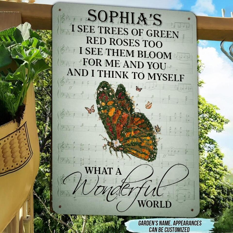 I See Trees Of Green Red Roses Too - Personalized Classic Metal Sign, Garden Decor Gift