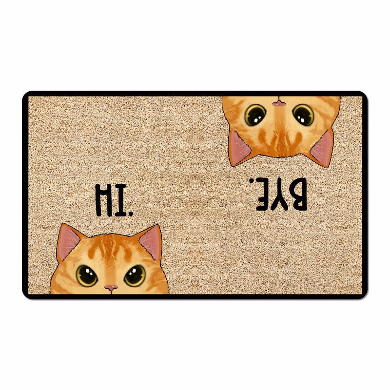 Hi Bye Half Face Cats Personalized Doormat