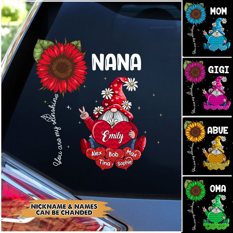 Colorful Sunflower Grandma- Mom doll, You Are My Sunshine Personalized Decal