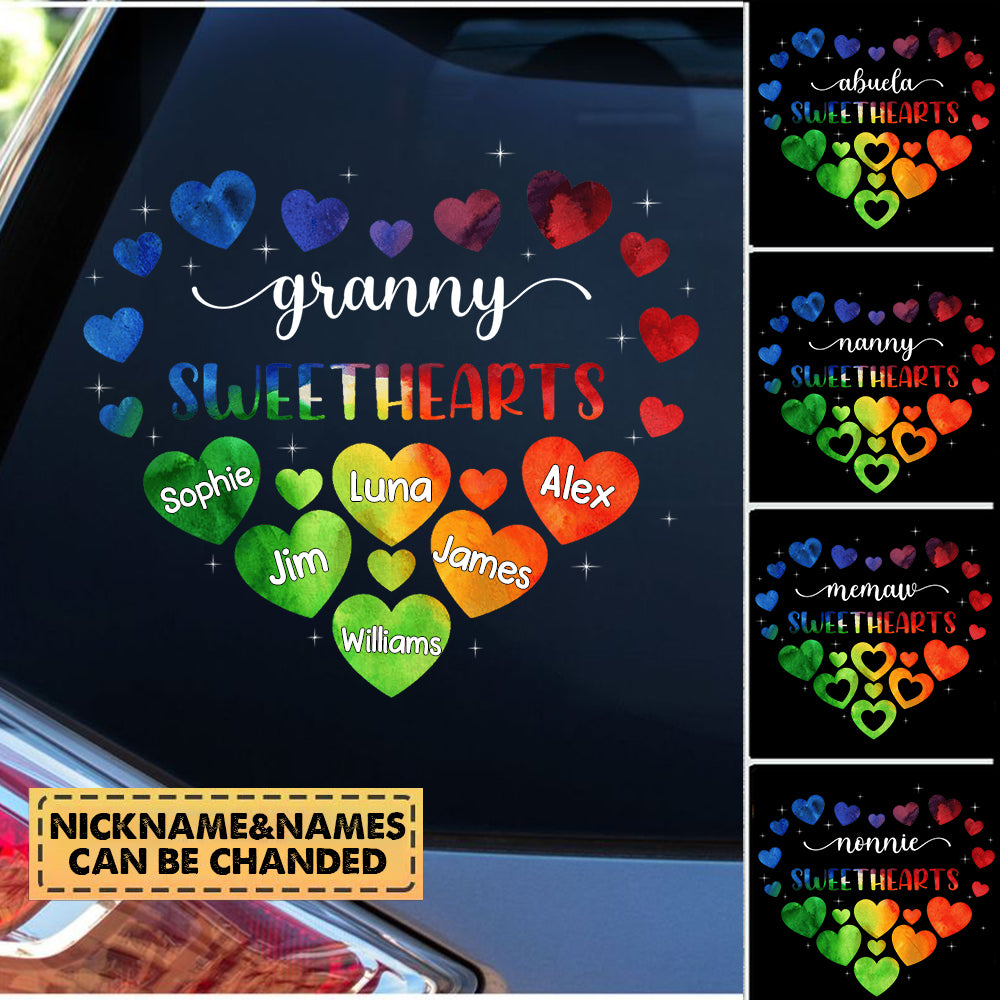 Sweethearts Grandma Nana Mom Personalized Rainbow Decal
