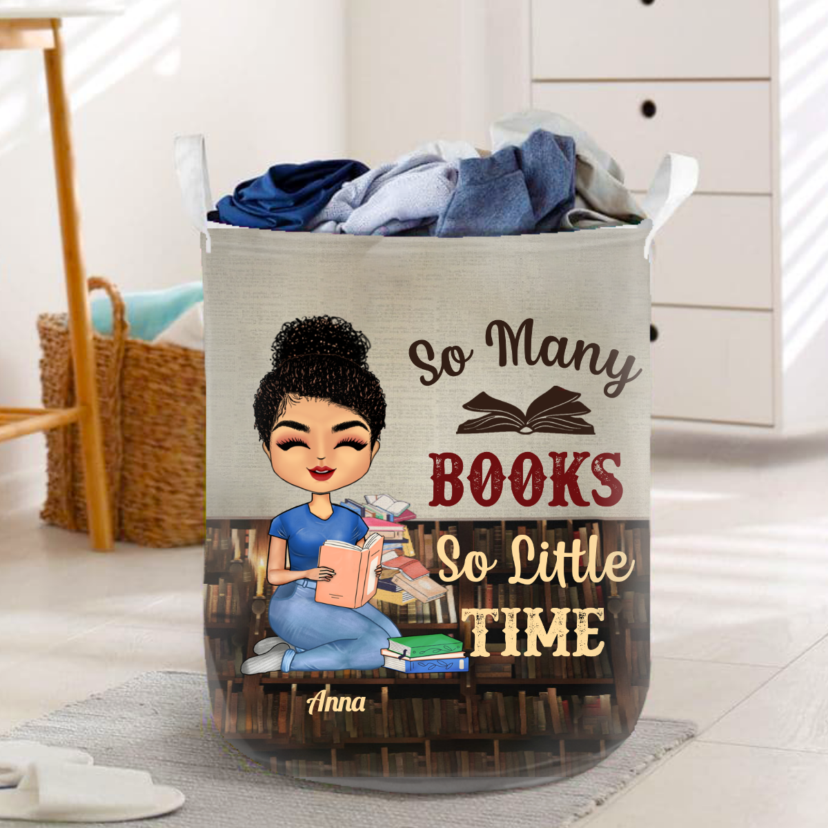 A Girl Who Loves Books Reading - Reading Gift - Personalized Custom Pillowcase Laundry Basket
