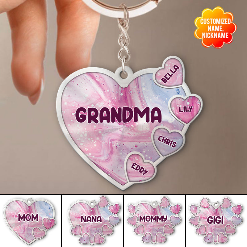 Personalized Grandma Mom Violet Heart Kids Arcylic Keychain