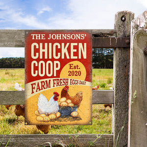 Personalized Chicken Coop Fresh Eggs Customized Classic Metal Signs