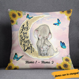 Personalized To The Moon And Back Elephant Mom Pillow