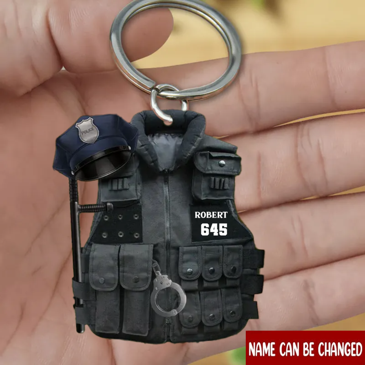 Police Bulletproof Vest Personalized Shaped Keychain