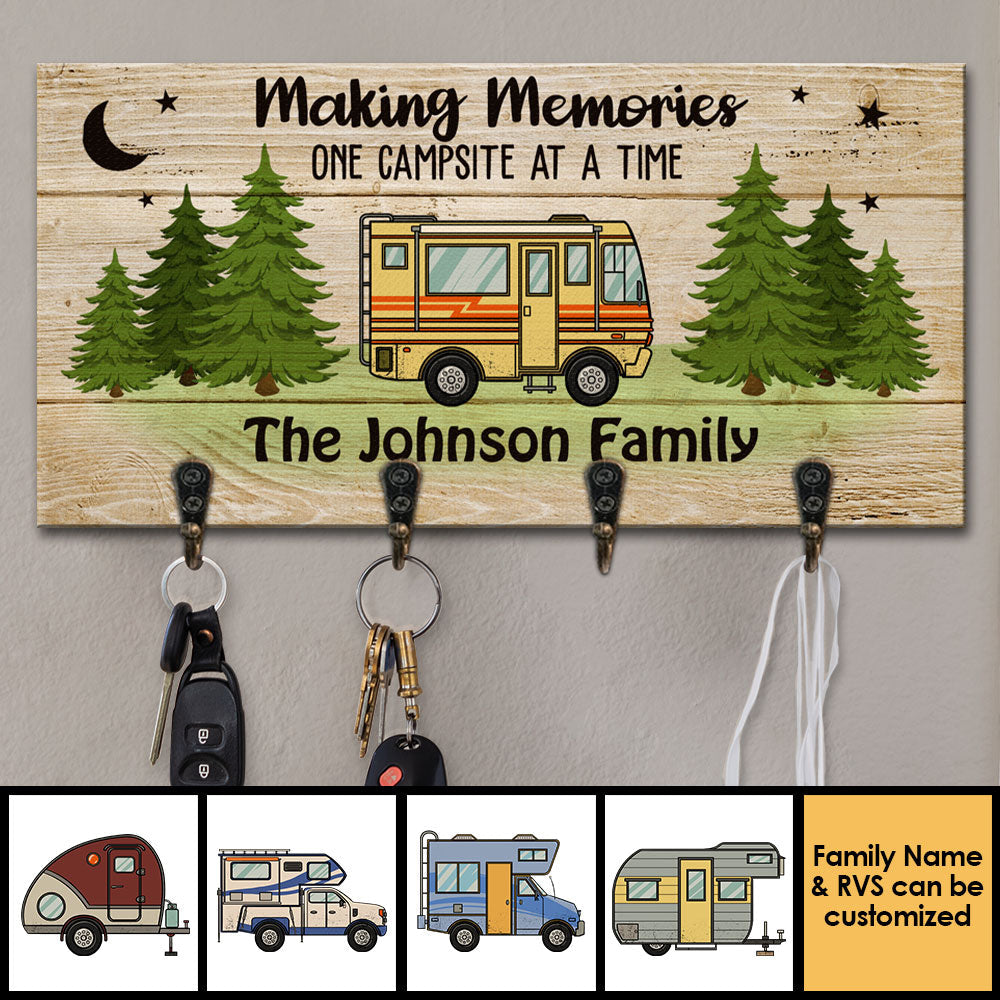 One Campsite At A Time - Gift For Camping Lovers, Personalized Key Hanger