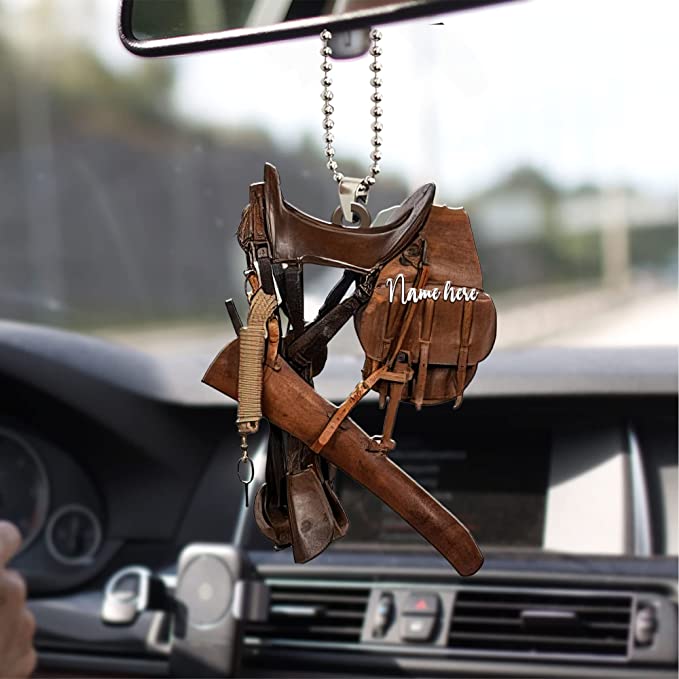 Personalized Horse Lover Cowboy Saddle Car Hanging Ornament