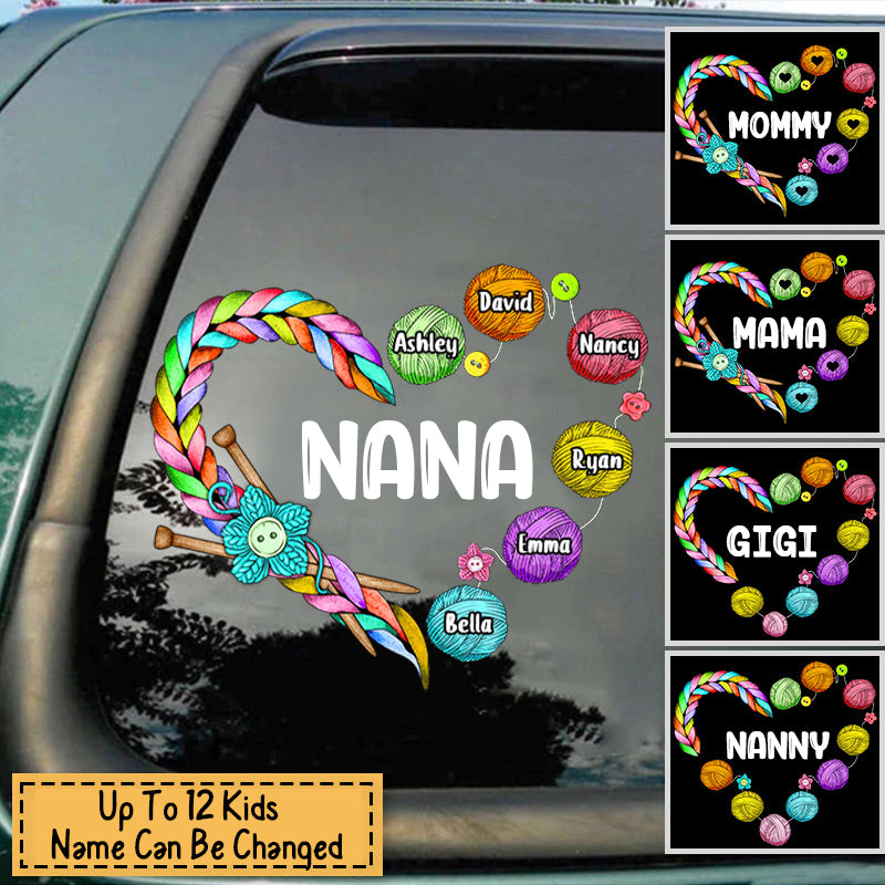 Crochet Grandma Heart Personalized Decal