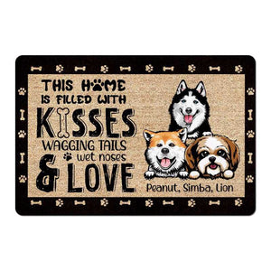 Home Filled With Kisses Gift For Dog Mom Dog Dad Personalized Doormat
