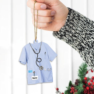 Personalized Nurse Uniform Two Sides Proud Nurse Shaped Acrylic Ornament