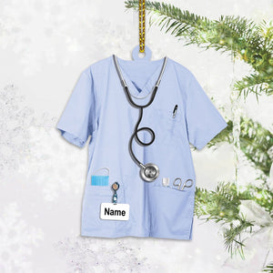 Personalized Nurse Uniform Two Sides Proud Nurse Shaped Acrylic Ornament