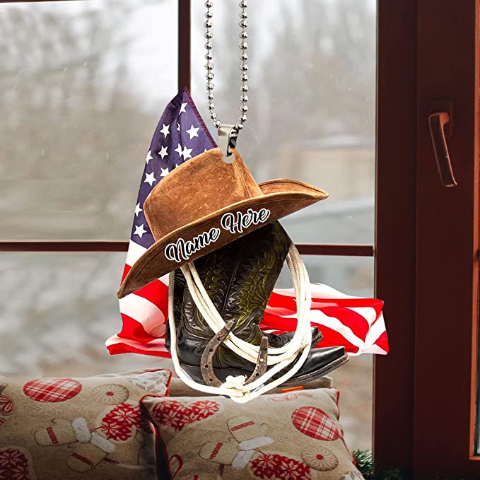 Personalized U.S Cowboy Hats And Boots Two-Sides Shaped Acrylic Ornament