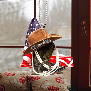 Personalized U.S Cowboy Hats And Boots Two-Sides Shaped Acrylic Ornament