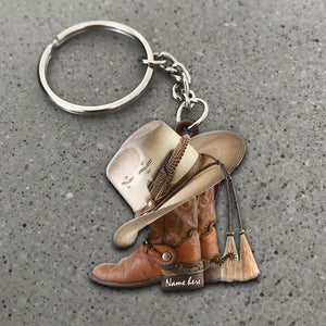 Personalized Boots And Hat Cowboy Flat Acrylic Keychain