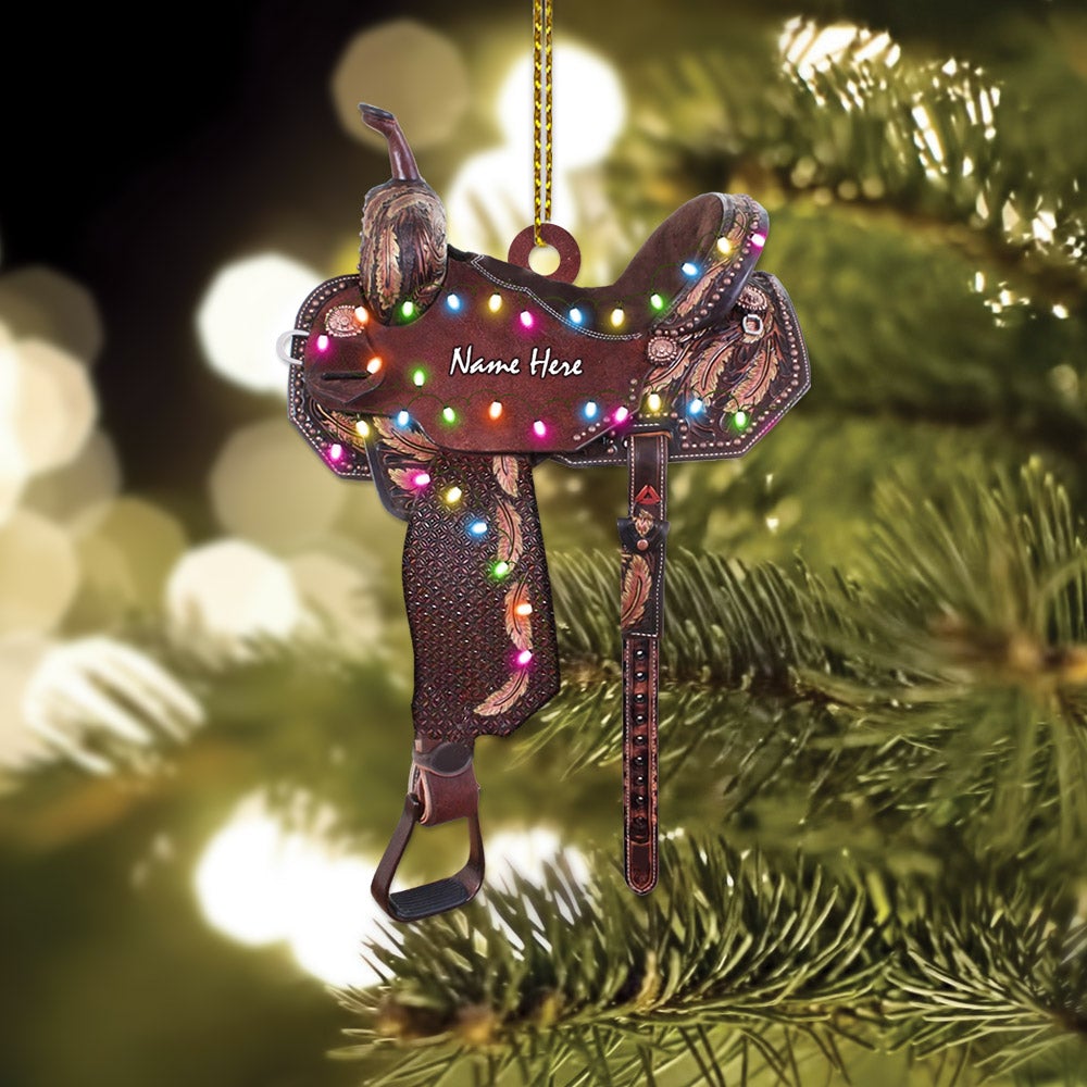 Personalized Horse Saddle For Horse Lovers Riding Horse Christmas Acrylic Ornament