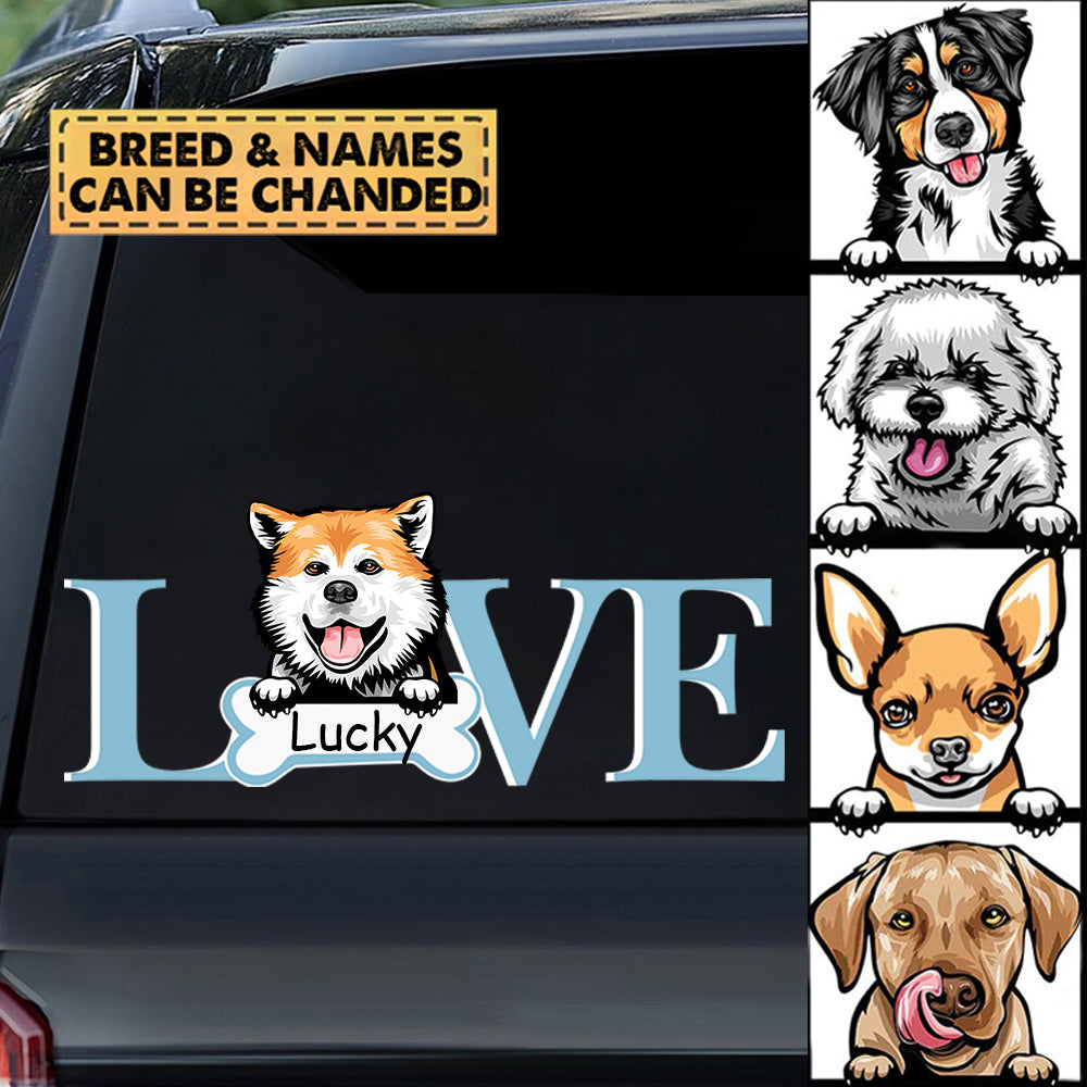 Love is Dog Personalized Car Decal