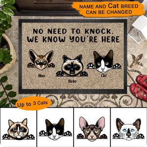 No Need To Knock Doormat, Cat Lover Gift, Custom Quotes
