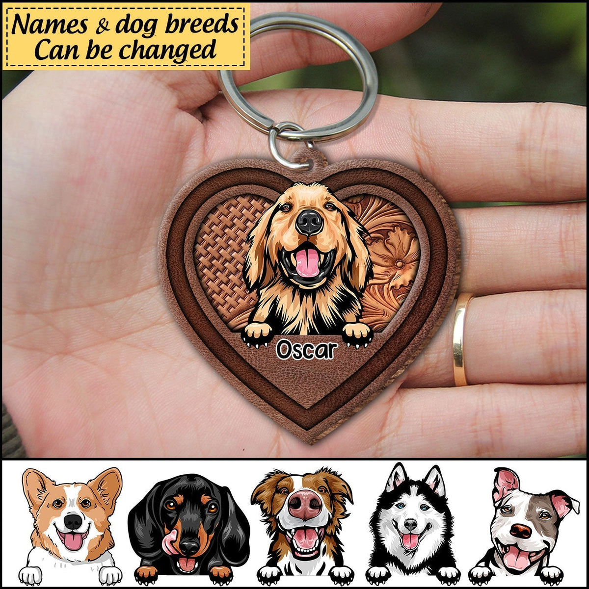 Custom Dog Heart Wooden Keychain NLA14DEC21XT1
