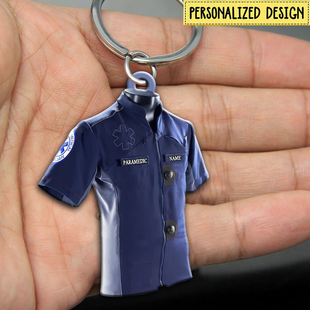 Personalized Paramedic Wooden Keychain
